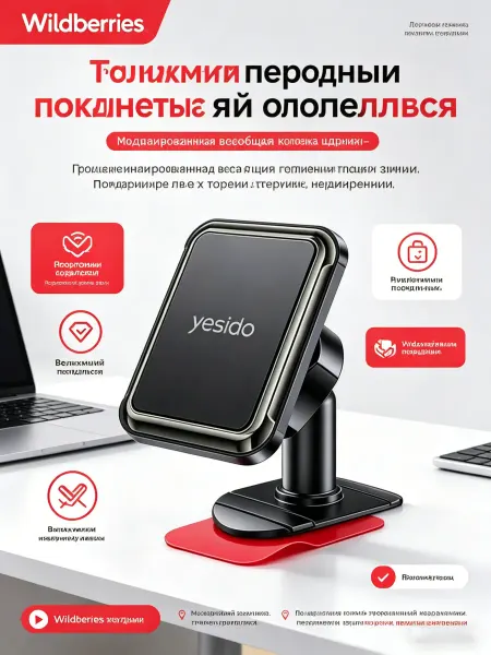 Yesido Держатель для телефона в машину, на присоске, универсальный