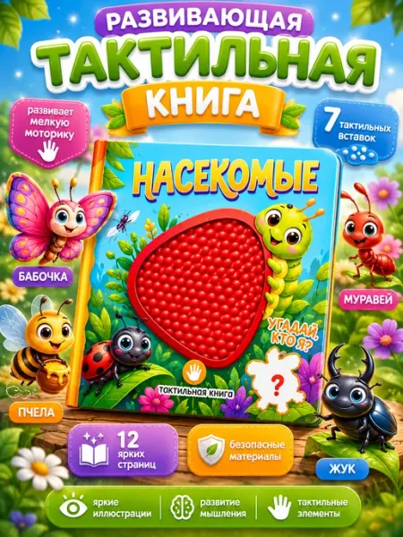 YÖKIDS Тактильная книга развивающая для малышей