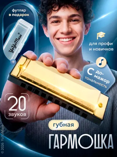 YoYoMuse Губная гармошка С, диатоническая музыкальная гармонь