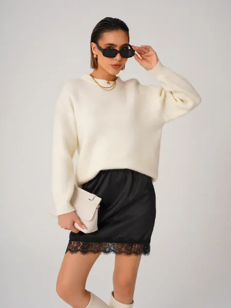 YusShop Юбка короткая с кружевом