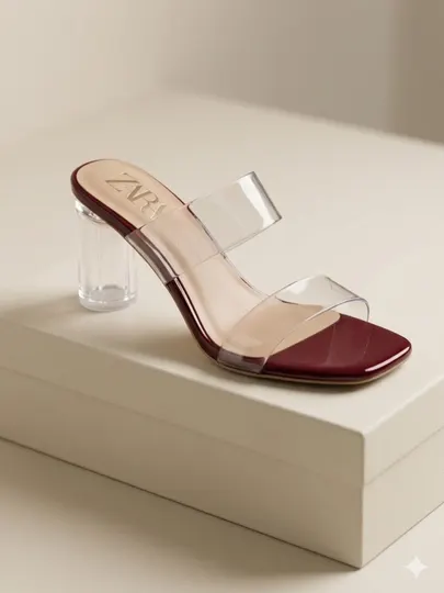 Женские босоножки ZARA на прозрачном каблуке, в фирменной коробке