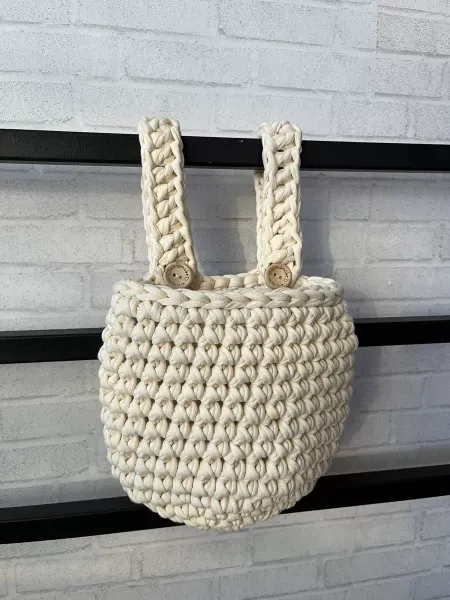 Zelentsova_handmade Кармашек на кровать вязаный подвесная корзина органайзер