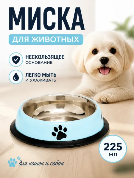 Zeriazor Миска для животных, нескользящее основание, голубая