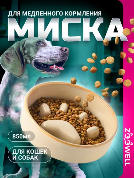 Zoowell Керамическая миска для медленного кормления