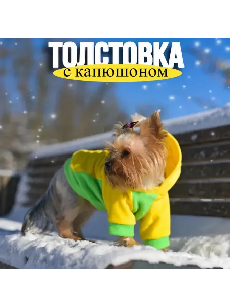 ZooZooLand Толстовка для собак желто-зеленая с капюшоном