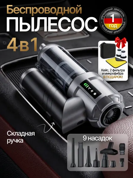 ZZGroup Пылесос для автомобиля беспроводной мощный
