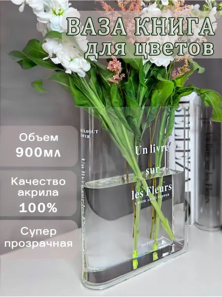 Dr Home Ваза книга для цветов прозрачная
