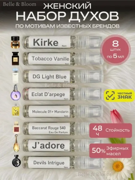Духи набор пробников стойкие женские 8шт по 6 мл