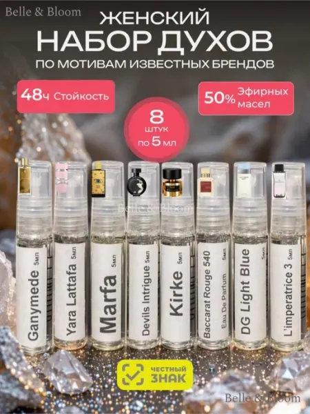 Духи набор пробников стойкие женские 8шт по 6 мл