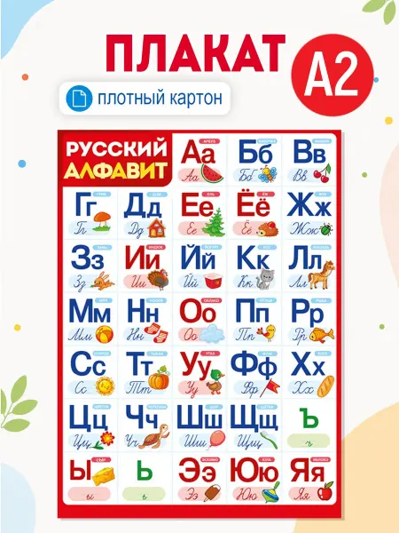 ТМ Империя поздравлений Обучающий плакат алфавит русский на стену для детей в школу