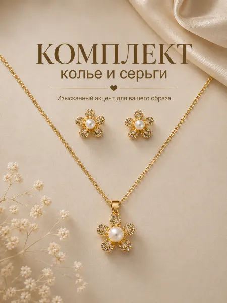 Бижутерия комплект колье и серьги с жемчугом