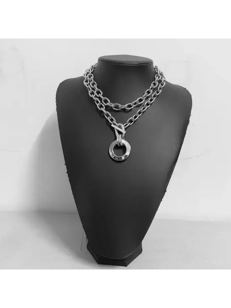 2 Цепочки 35-42 45-52 см серебристая с кругом
