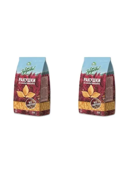 Ешь Здорово Макароны амарантовые "Ракушки" без глютена 250 гр, 3 шт