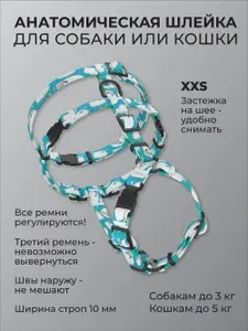 Анатомическая прогулочная шлейка для кошки или собаки "Овечки" XXS Гудини