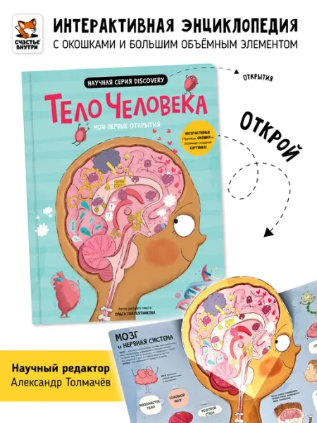 Счастье внутри Тело человека Книга с окошками Анатомия для детей