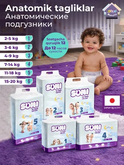 Детские подгузники SUMI на липучках
