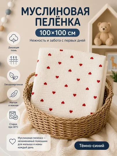 Муслиновая пелёнка для новорождённых