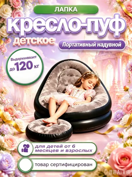 Детский бескаркасный надувной диван