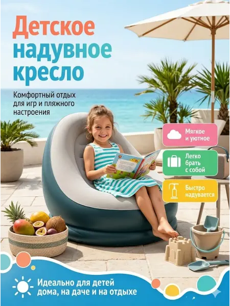 Детский бескаркасный надувной диван