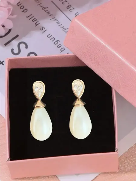Серьги бижутерия с жемчугом золото медицинский сплав