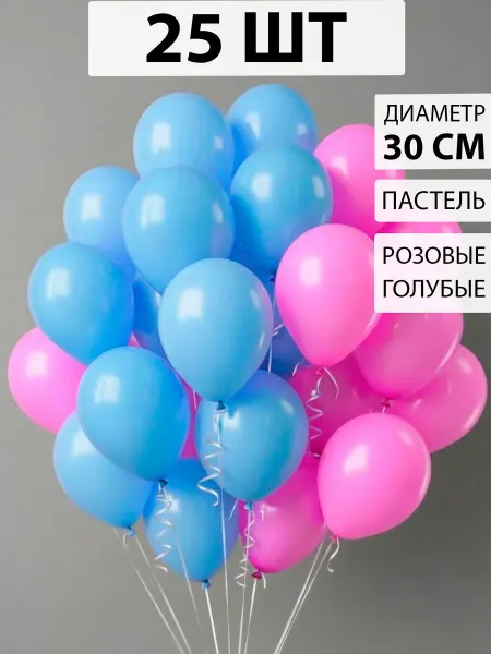 Nebofon Воздушные шары голубые и розовые 25 штук