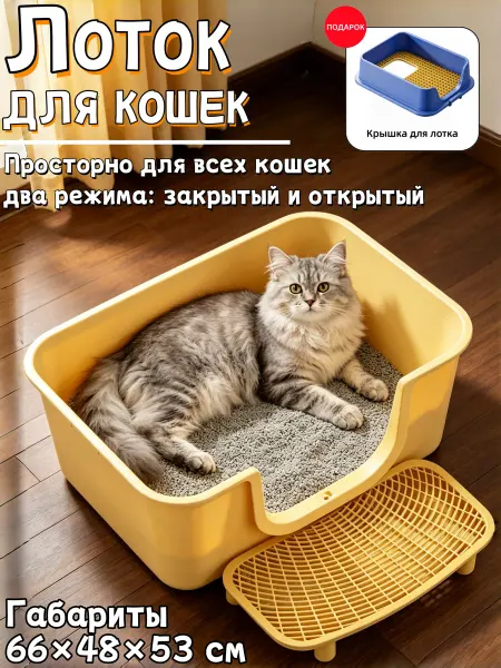 Объемный антирассып лоток удобный для крупных кошек