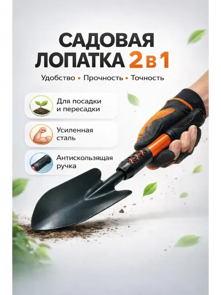 Уютверк Садовая лопатка для посадки растений с антискользящей ручкой