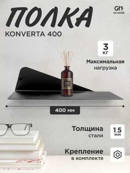 Полка на стену черная металлическая