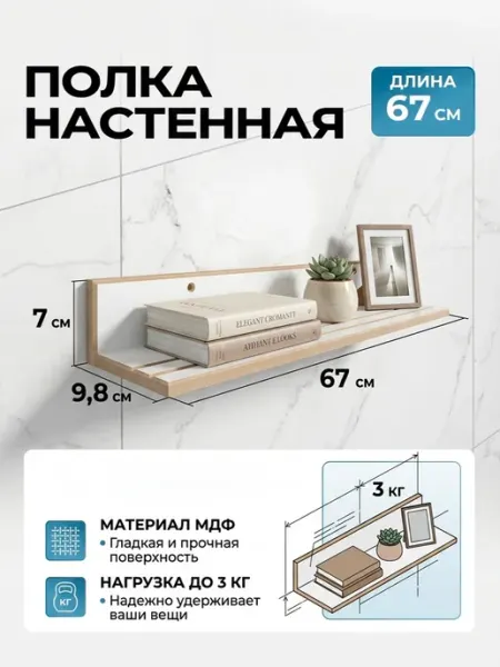 Пластмаркет Полка настенная белая