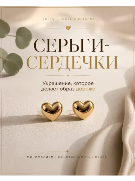 AL BREND Серьги сердечки бижутерия гвоздики