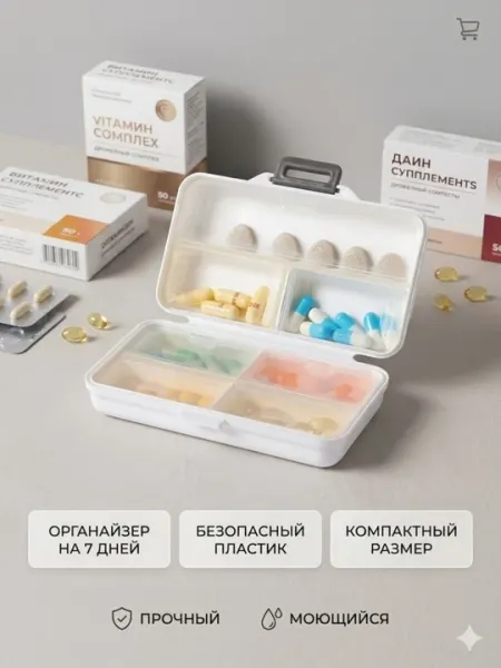 Минималистичный пиллбокс (органайзер для таблеток) мини аптечка