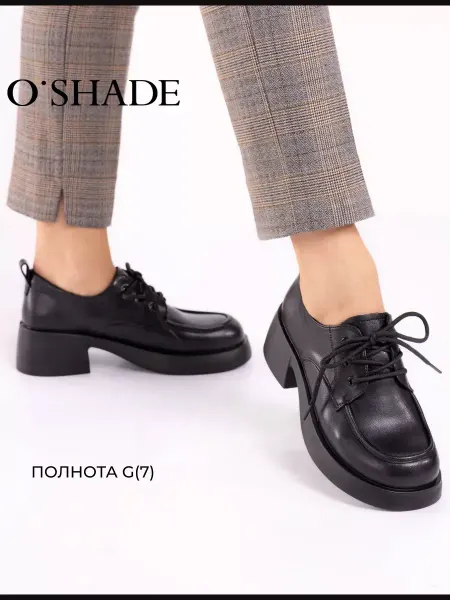 O`SHADE Полуботинки женские на каблуке черные