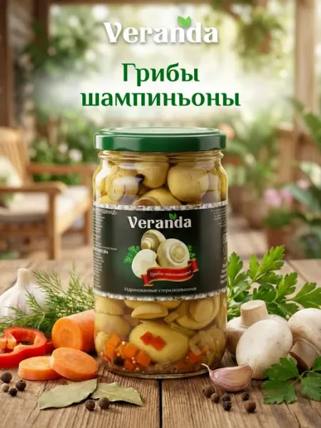 VERANDA Шампиньоны маринованные 580 мл