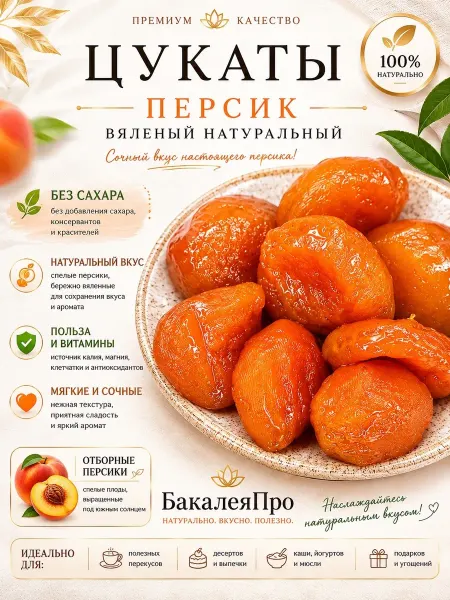 Персик вяленый натуральный 250 гр