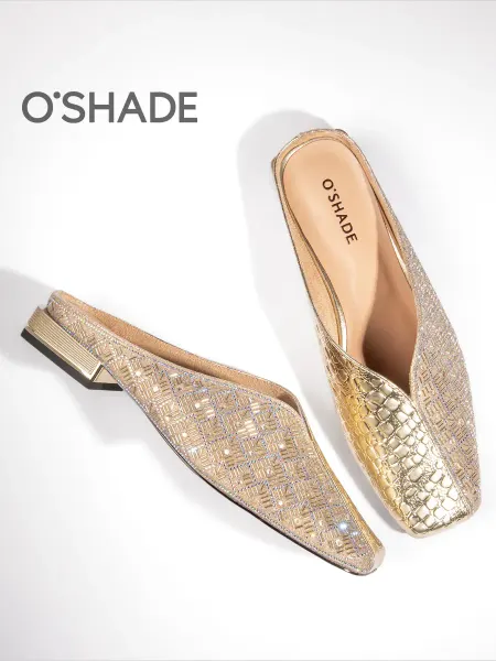 O`SHADE Мюли со стразами женские золотистые