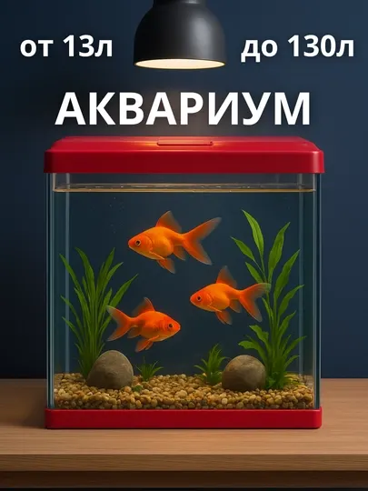 Комплектный аквариум для рыбок JM, 13-17 литров, черный и белый
