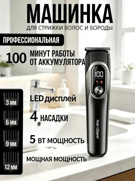 Триммер для бороды мужской с насадками