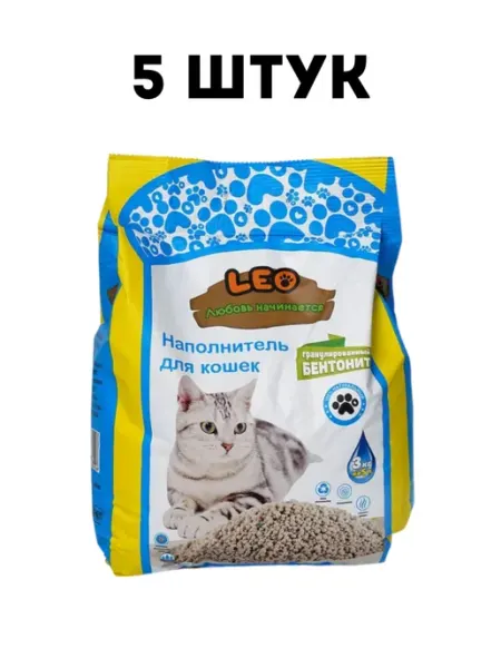 Наполнитель гранулированный бентонитовый, 3 кг - 5 штук
