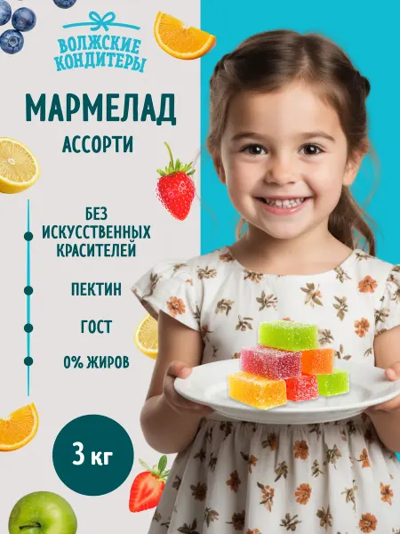 Волжские кондитеры Мармелад в сахаре ассорти вкусов "Балтика" 3 кг