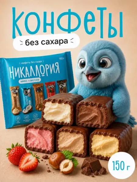 НИКАЛЛОРИЯ Шоколадные конфеты без сахара ассорти