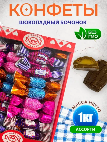 Нальчик - Сладость Конфеты шоколадные Бочонок Ассорти Менли 1 кг