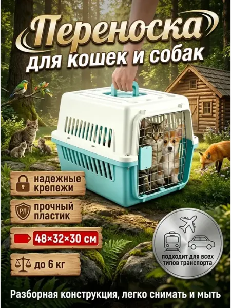 Переноска для животных 6 кг, просторная