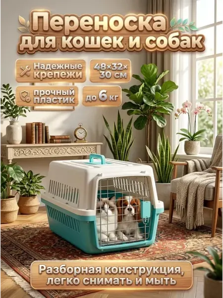 Переноска для животных 6 кг, просторная