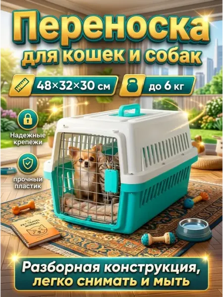 Переноска для животных 6 кг, просторная