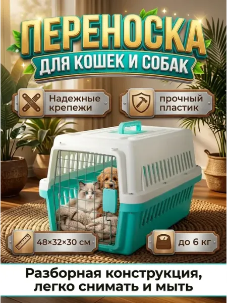 Переноска для животных 6 кг, просторная