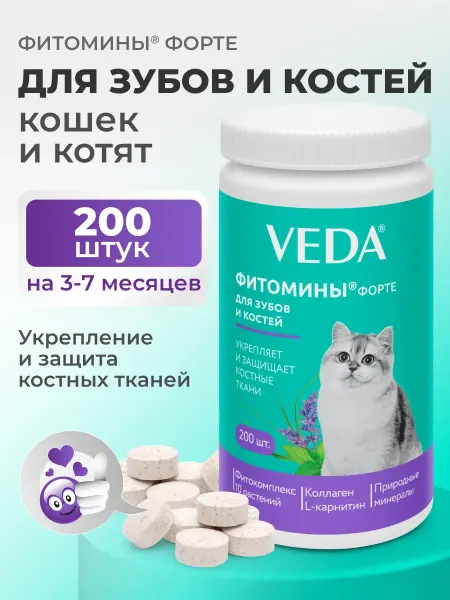 Комплекс для зубов и костей кошек 200 шт