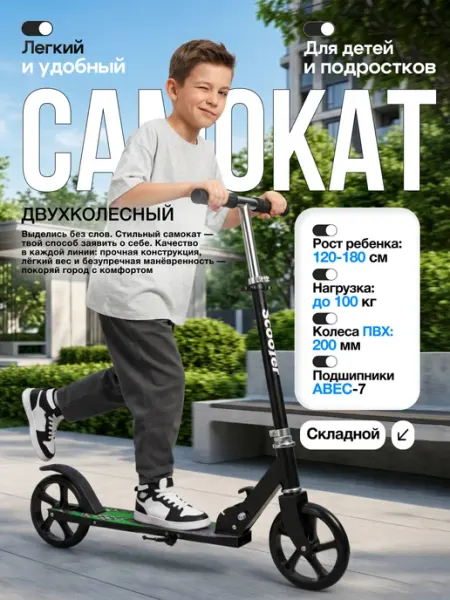 Самокат двухколесный складной