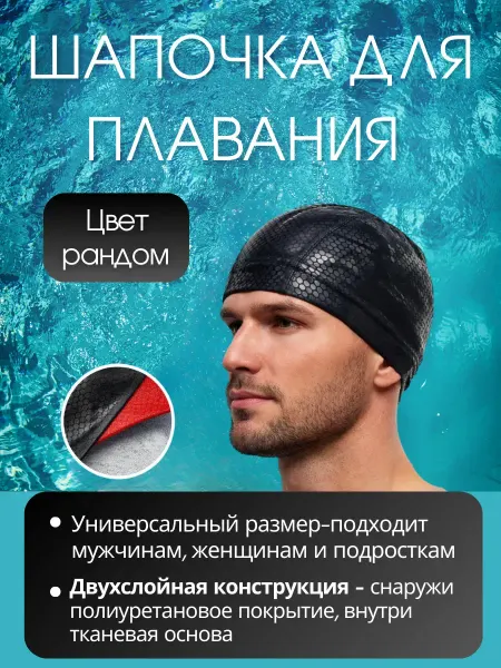 Плавательная шапочка женская мужская для бассейна