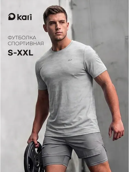 Kari Футболка мужская спортивная серая