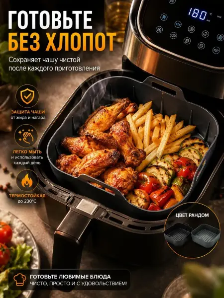 ПАЗИ Силиконовая форма для аэрогриля квадратная с ручками